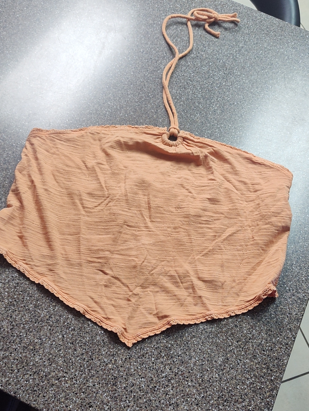 Buckle Peach Halter Crop Camisole with Ring Detail